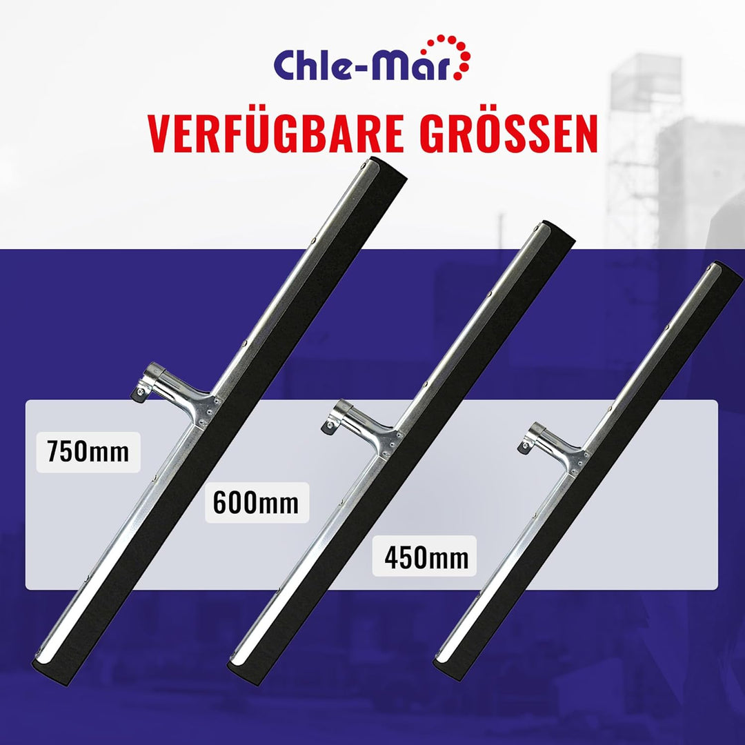 Chle-Mar Wasserschieber Bodenabzieher 45 cm, aus Edelstahl mit Schaumgummi | Abzieher Boden für Inne