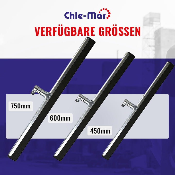 Chle-Mar Wasserschieber Bodenabzieher 45 cm, aus Edelstahl mit Schaumgummi | Abzieher Boden für Inne