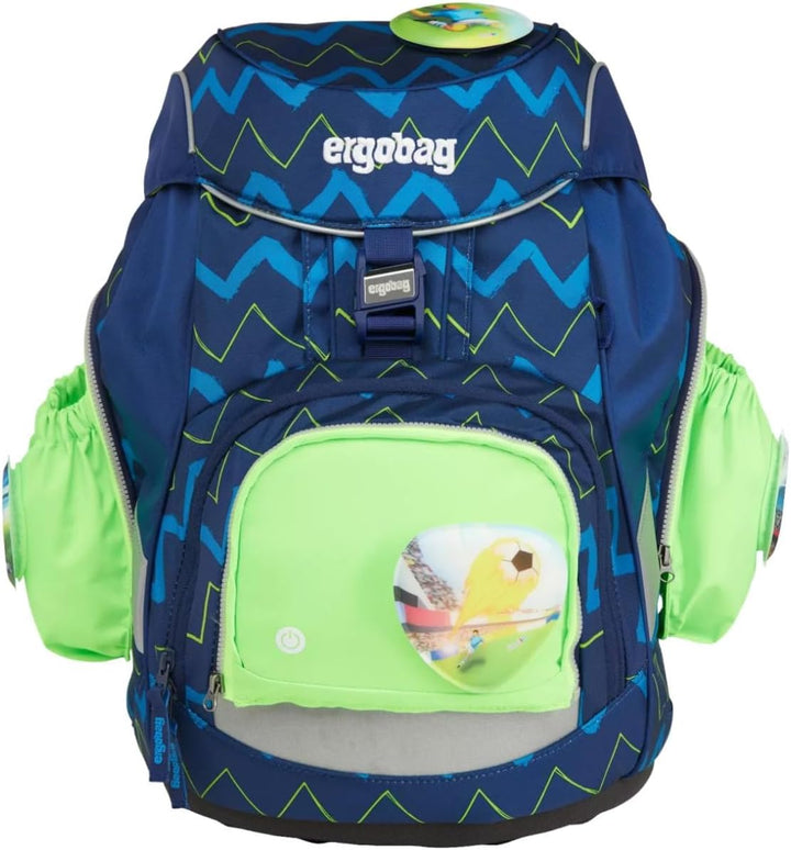 ergobag Fluo LED Seitentaschen Set Geeignet für pack, cubo, cubo light und wide Einheitsgrösse Grün