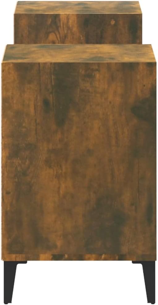 TJROO TV-Schrank aus Rauch-Eiche, 160 x 35 x 55 cm, aus mehrschichtigem Holz und Metall, niedriger S