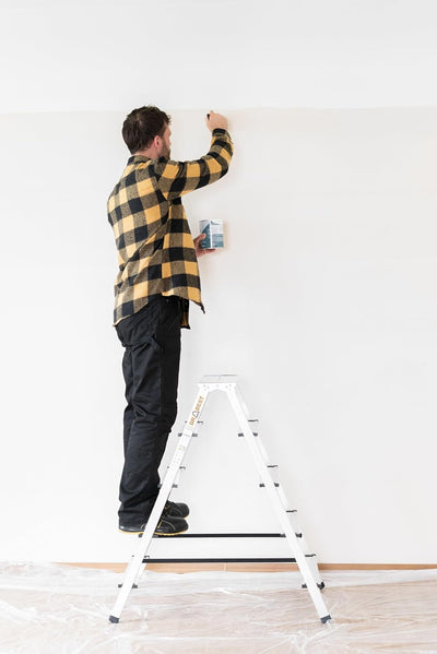 DRABEST Klappleiter Klapptritt Alu Leiter 2 x 5 Stufen Trittleiter Beidseitig Mehrzweckleiter bis 12