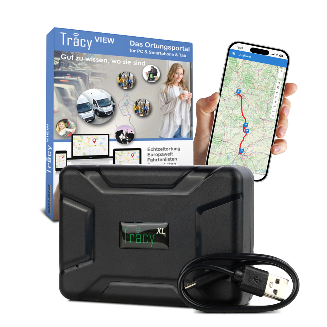 Tracy-XL SOFORTSTARTPAKET: Langzeit GPS Tracker 10000 mA, mit starkem Magneten, STARTPAKET komplett