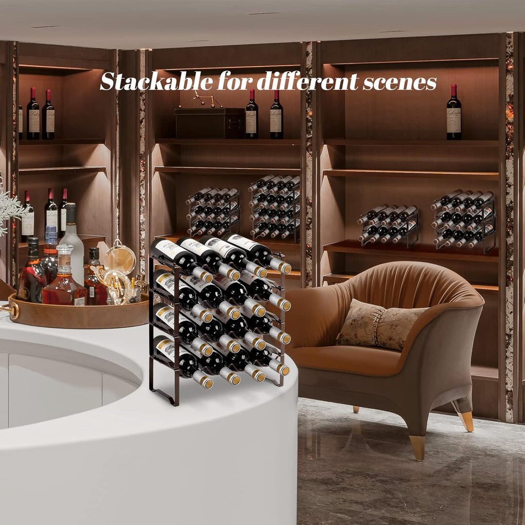 Weinregal Metall stapelbar flaschenregal für 16 Flaschen für Keller, bar und lagerraum, stabiles mod