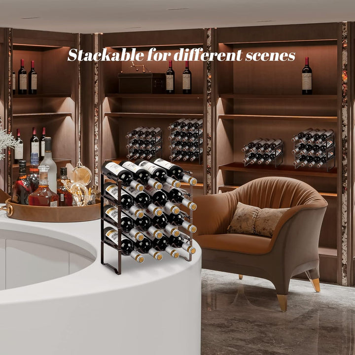 Weinregal Metall stapelbar flaschenregal für 16 Flaschen für Keller, bar und lagerraum, stabiles mod