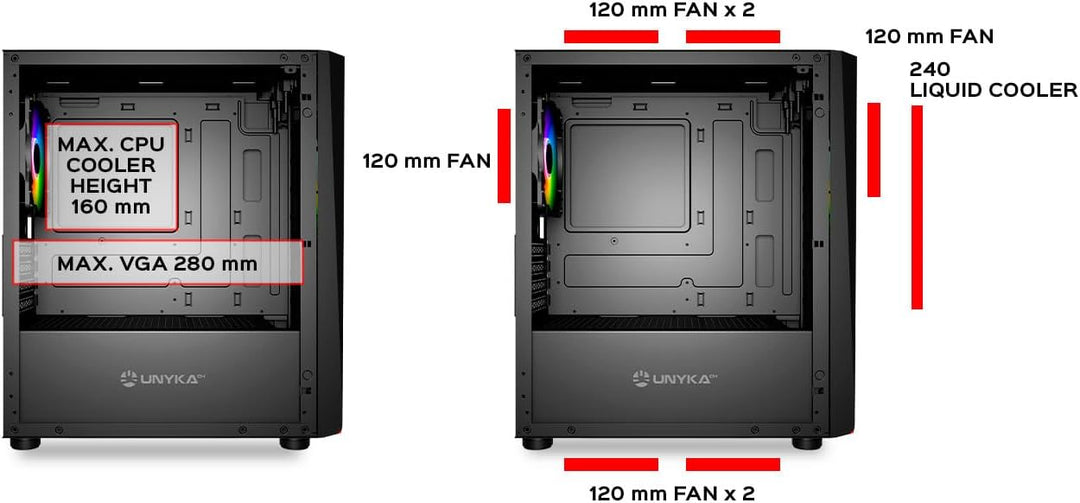 UNYKAch GLAYZE Micro ATX Mini-Gaming-PC-Gehäuse, ARGB-Front, seitliches gehärtetes Glas, ARGB-Lüfter