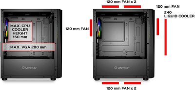 UNYKAch GLAYZE Micro ATX Mini-Gaming-PC-Gehäuse, ARGB-Front, seitliches gehärtetes Glas, ARGB-Lüfter