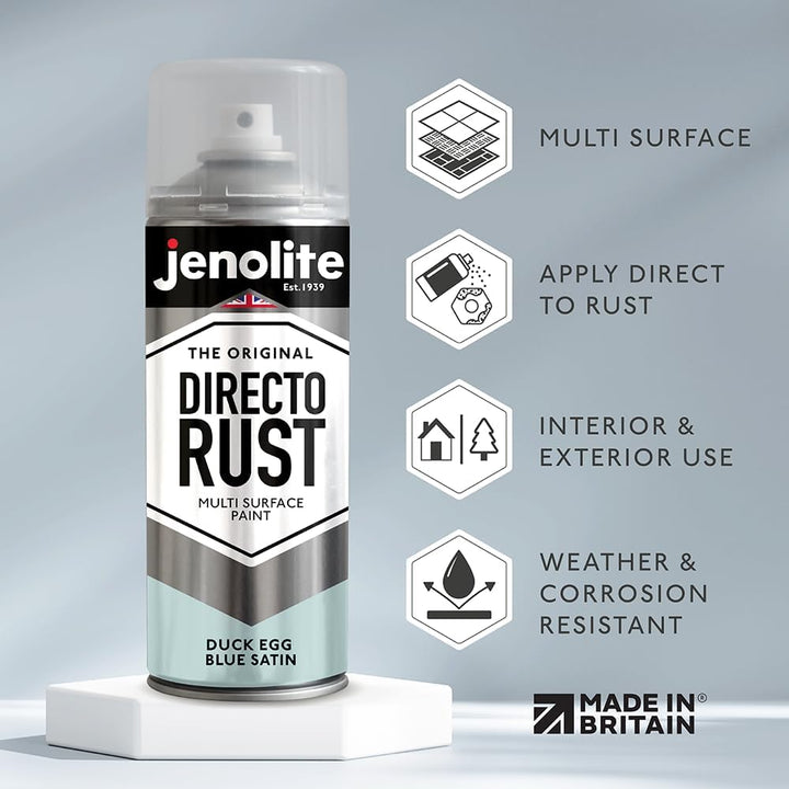 JENOLITE Directorust Seidenmatte/Satin Sprühfarbe | Enteneiblau | 3x400ml | Direkt-zu-Rost-Sprühfarb
