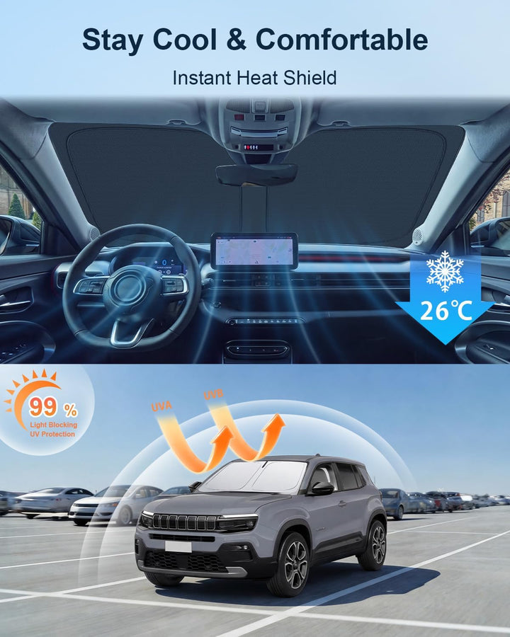 BIXUAN Frontscheiben-Sonnenschutz kompatibel mit Jeep Avenger EV Hybrid 2023-2025 2026 Auto Sonnensc