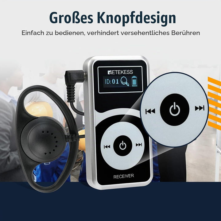 Retekess T130P (T130 3rd) Kabelloses Tour Guide System-Headsets, Verbesserte Geräuschreduzierung, 16