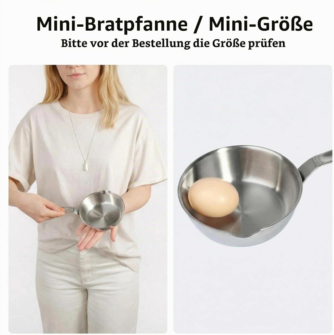 IMEEA Mini Edelstahl Topf mit Ausguss 13cm Butterpfännchen Kasserolle Milchpfännchen Omelettpfanne f
