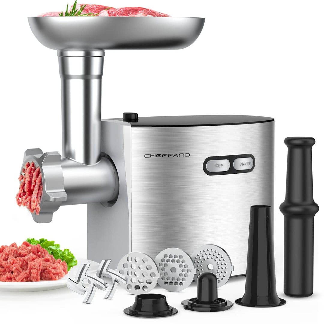 CHEFFANO 2800W[Max] Elektrischer Fleischwolf, 4-in-1 Multifunktions Fleischzerkleinerer mit 3 Edelst