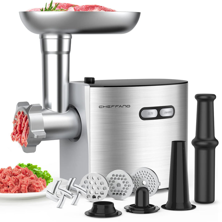 CHEFFANO 2800W[Max] Elektrischer Fleischwolf, 4-in-1 Multifunktions Fleischzerkleinerer mit 3 Edelst