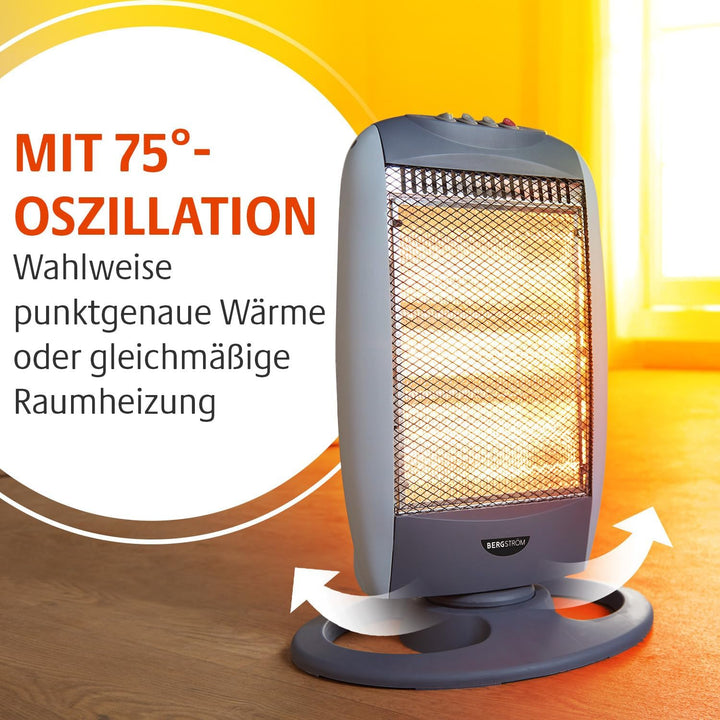 3 PAGEN® Halogen-Heizstrahler Bergström mit 3 Heizstufen – max. 1220 Watt - 75°-Oszillation - Sicher