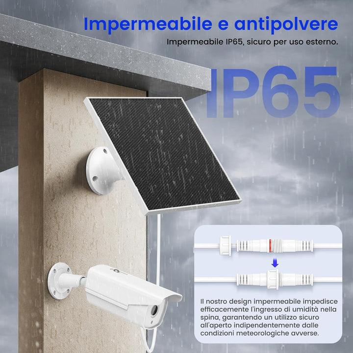 Solarmodul für Ring Kamera, 6W Solar Ladegerät mit USB-C und DC für Ring Stick Up Cam Plus Pro und S