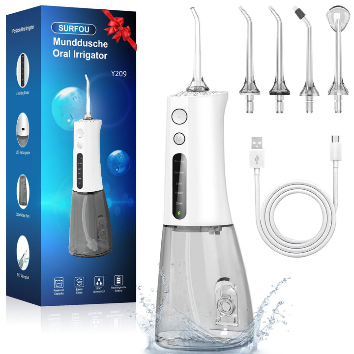 SURFOU Munddusche Kabellos Water Flosser for Teeth, Elektrische Wasserflosser für Zähne Oral Irrigat