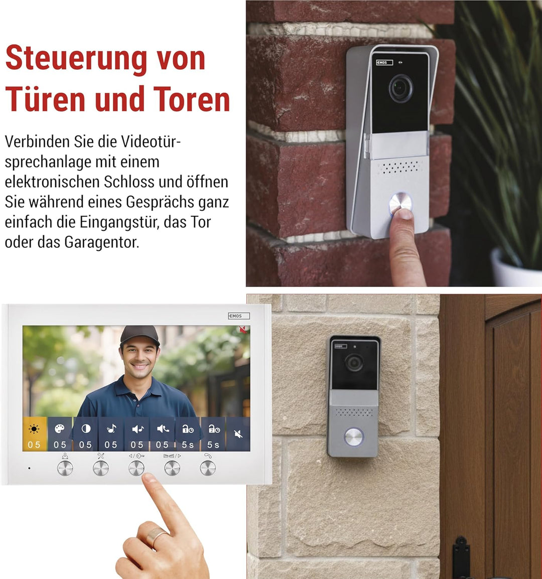 EMOS - Video-Türsprechanlage, 2-Draht-Ausführung - 720p HD Video-Türklingel - wasserdichte Kamera mi