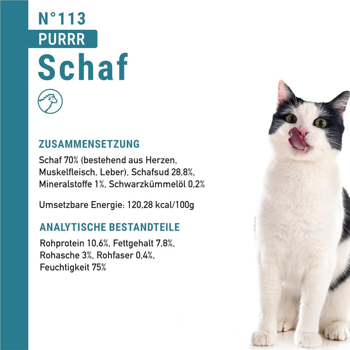 catz finefood Purrrr Schaf Monoprotein Katzenfutter nass N° 113, für ernährungssensible Katzen, 70%