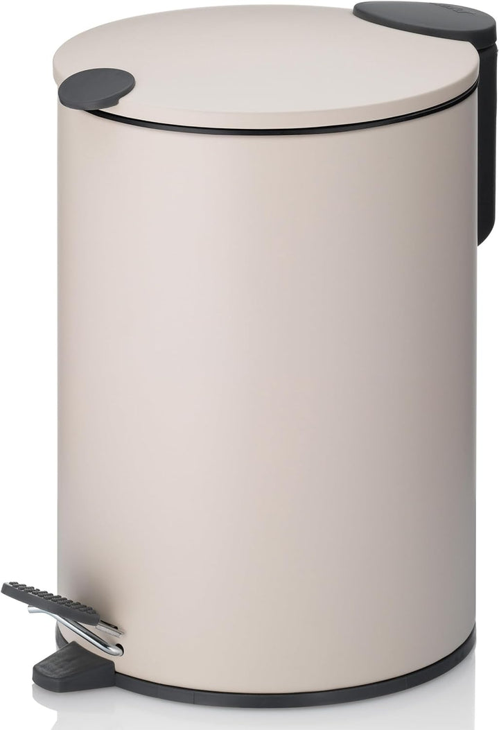 kela Kosmetikeimer Mats, 3 L, Ø 17 cm, Metall, beige, Silent-Close, herausnehmbarer Inneneimer mit T