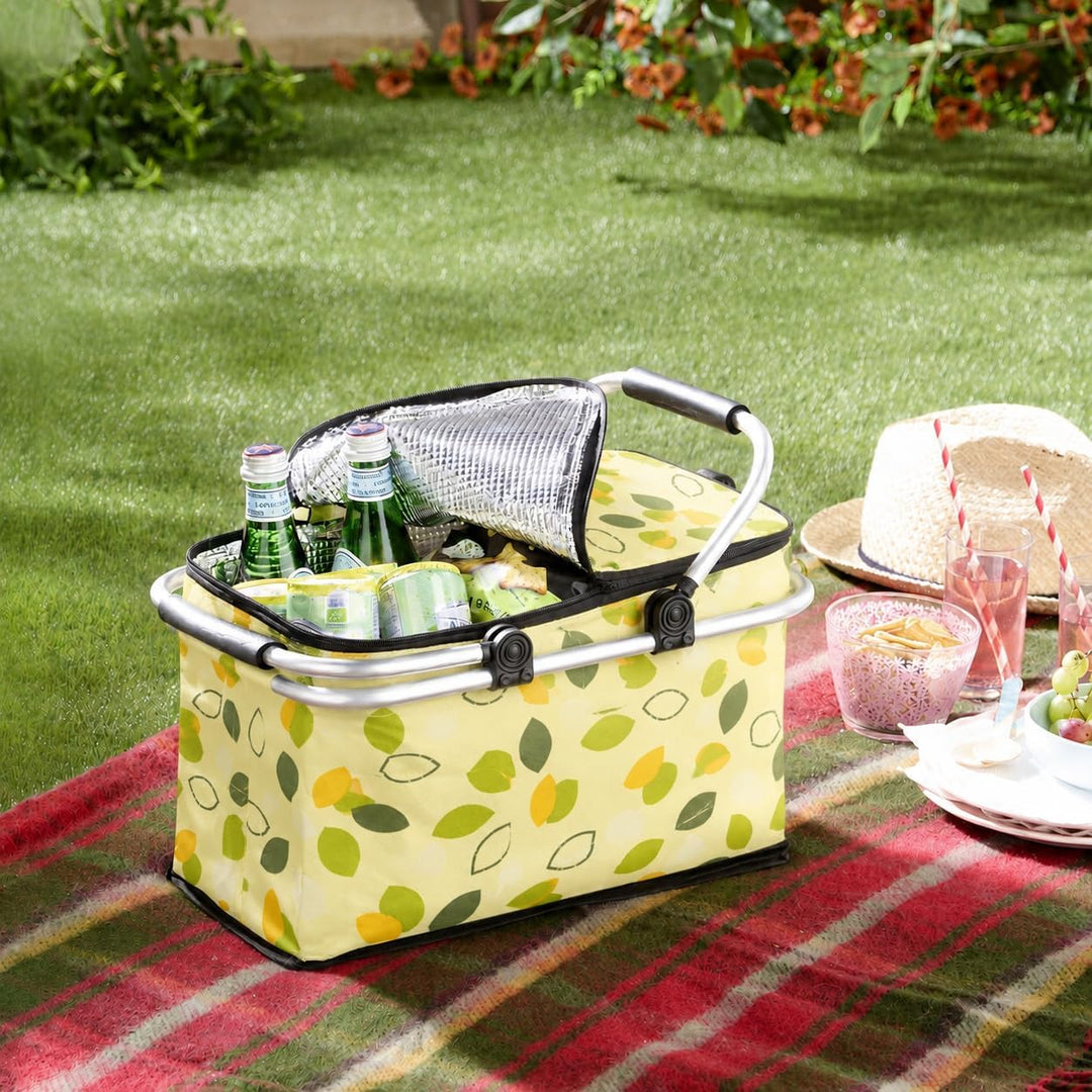 Basilico® Picknickkorb isoliert & faltbar, Kühltasche 30 L, hält warm & kalt, leichter stabiler Ther