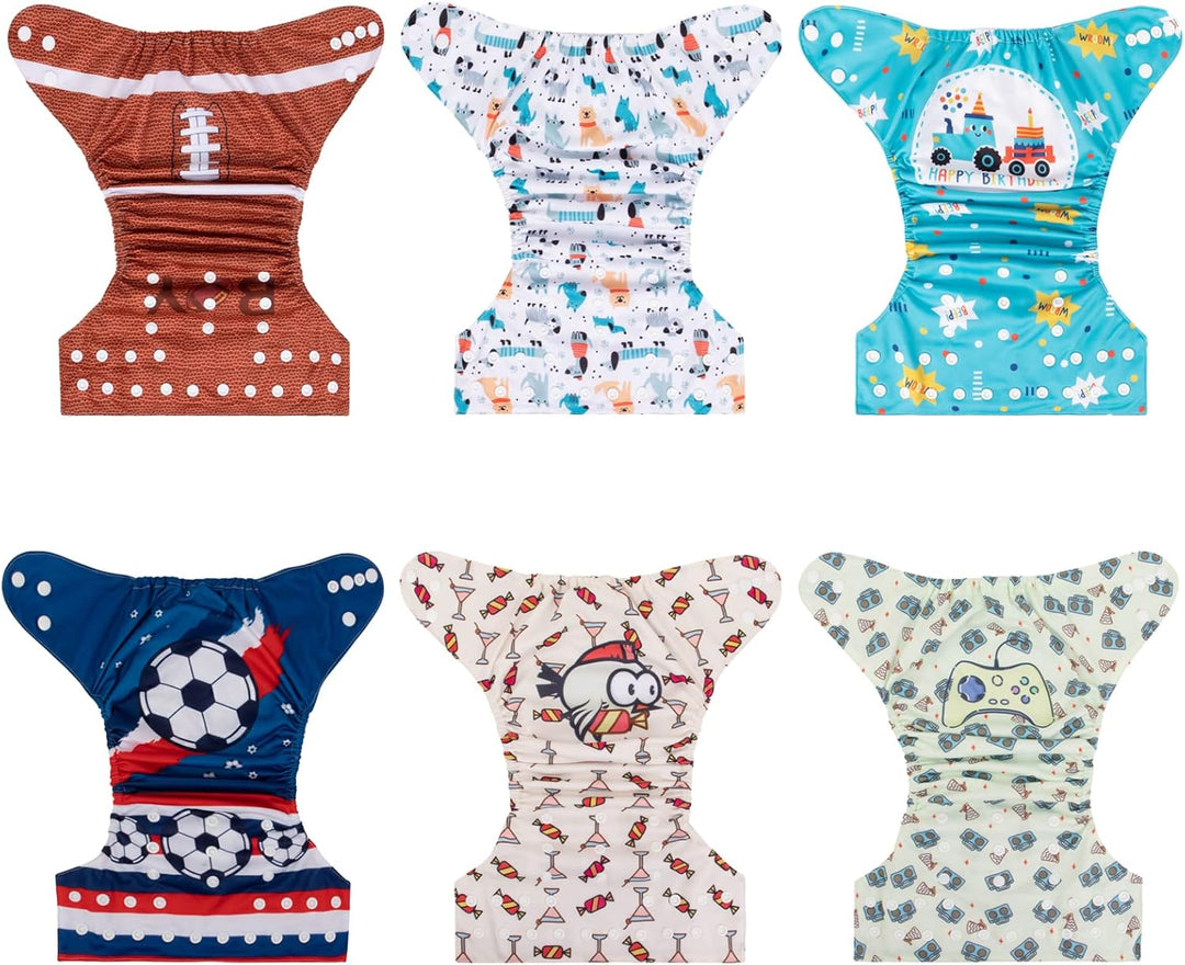 Alva Baby 6 Pack Tasche waschbar Verstellbare Stoffwindeln Windeln + 12 Einsätze 6DM05-DE, 6dm05