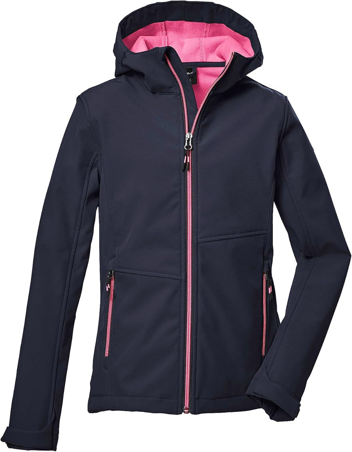 Killtec Mädchen Kow 168 Grls Sftshll Jckt Softshelljacke mit Kapuze/Outdoorjacke ist wasserabweisend