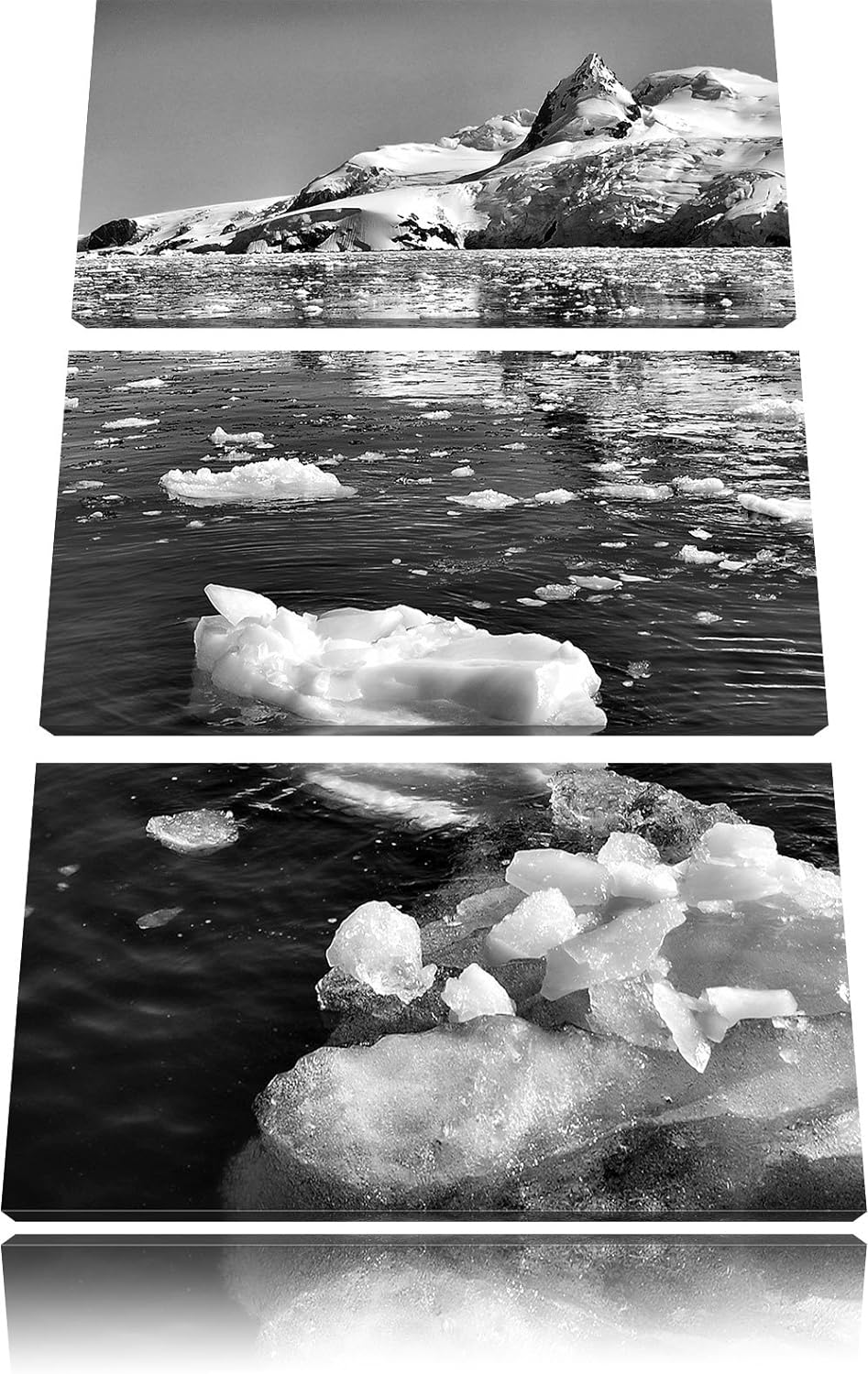 Pixxprint Eisberge im Meer Arktis als Leinwandbild/Grösse: 3 Teilig (120x80) cm/Wandbild/Kunstdruck/