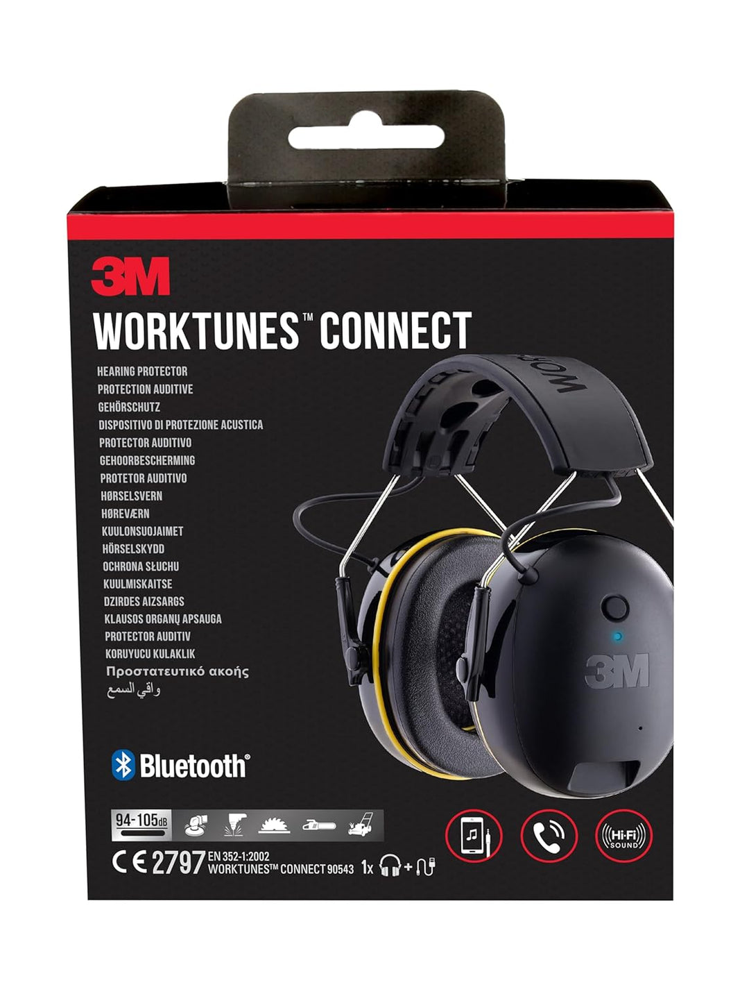 3M WorkTunes Connect 90543EC1, Kabelloser Gehörschutz mit Bluetooth®-Technologie, integriertes Mikro