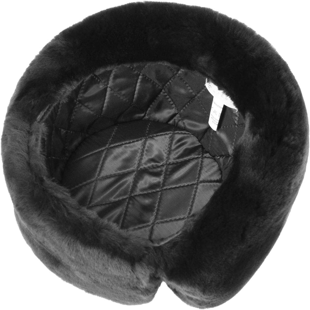 LIERYS Schiwago Pelzmütze Uschanka mit Steppfutter Russenmütze aus Leder Winter S-XXL M Schwarz, M S
