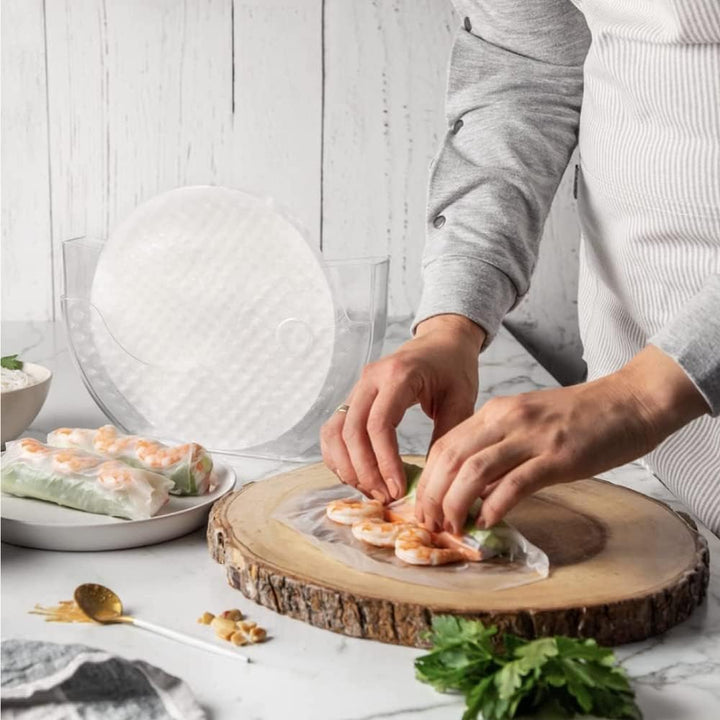 BANU Reispapier-Wasserschale mit Seitentaschen-Halter für Reispapierverpackungen für Frühlingsrollen