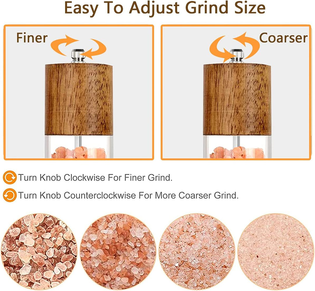 Salz und Pfeffermühle 2er Set mit Untersetzer Gewürzmühle Manuell Pfeffermühle Holz Salzmühle Verste