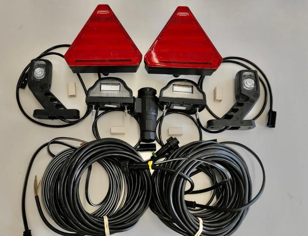 Anhängerbeleuchtung SET LED Rückleuchten Umrissleuchten Kennzeichenbeleuchtung Kabel 9,6m 13 polig f