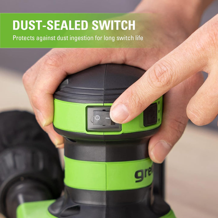 Greenworks 24V Exzenterschleifer, 5" Zufallsschleifer mit variabler Geschwindigkeit, nur Werkzeug