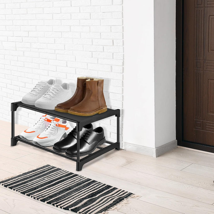 Schuhregal Platzsparend, 4-stufige Verstellbare Schuhregal Schmal, Stabile Metall Schuhablage mit Di