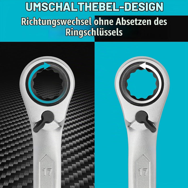 DURATECH 4-in-1 Doppel-Ratschenringschlüssel, 10 x 19 mm - 13 x 17 mm