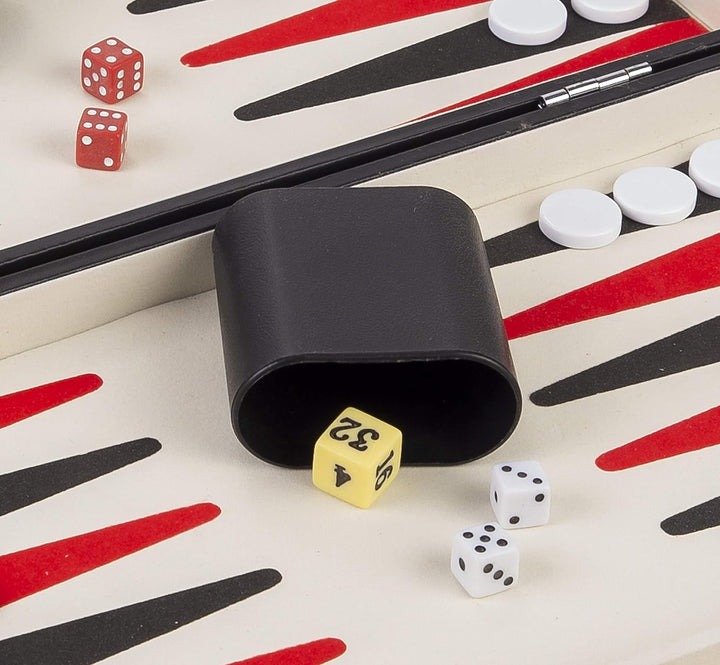 Engelhart - Schwarzes und weisses rotes Backgammon 36 cm - 250505