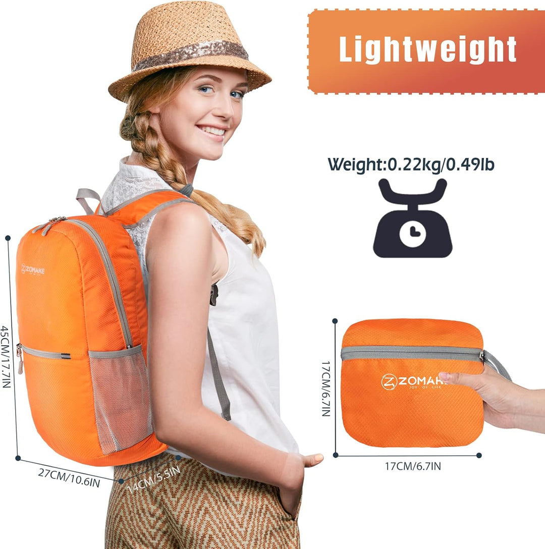 ZOMAKE Ultraleicht Faltbarer Rucksack Packbare Backpacks 20 L, Kleiner Faltbar Rucksäcke Wanderrucks