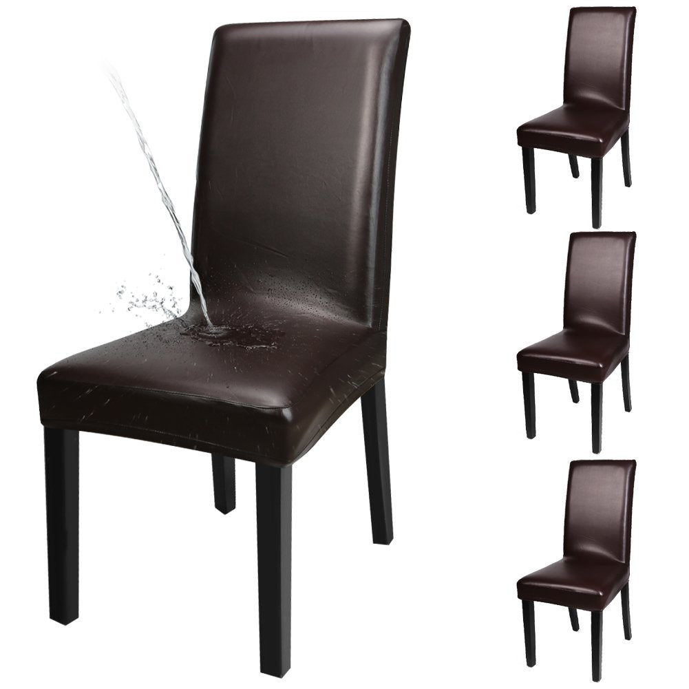 YISUN 4er/6er Set Esszimmer Stuhlhussen, solide Pu Leder wasserdichte Stretch Esszimmerstuhl Schutzh