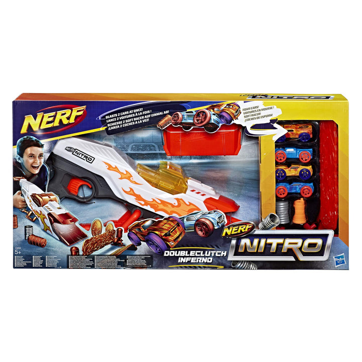 NERF Hasbro Nitro E0858EU4 Doubleclutch Inferno, Fahrzeugblasterset Multicolour