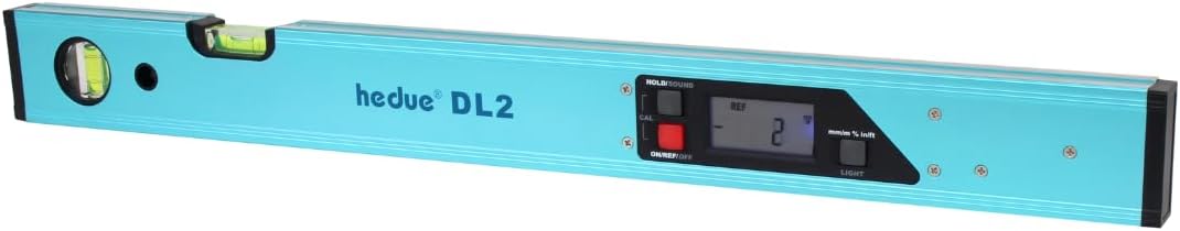 hedue® Digitale Wasserwaage DL2 - Wasserwaage 60 cm mit beleuchtetem LCD-Display, Neigungsmesser in