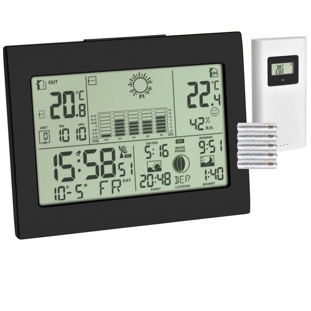 TFA Dostmann Funk-Wetterstation Horizon, 35.1155.01, mit Aussensensor, Wettervorhersage, mit Funkuhr