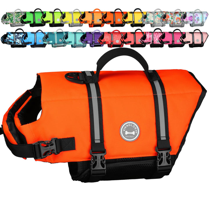 VIVAGLORY Hunde Schwimmweste Rip Stop Hundeschwimmweste, XL, Neonorange | Auftrieb &amp; Ripstop for Hun