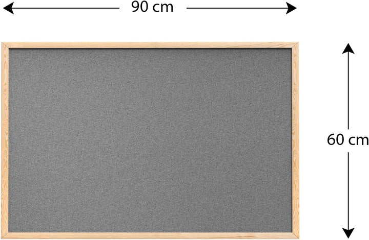 ALLboards Grau Pinnwand mit Holz Rahmen 90x60cm Korktafel Korkwand Pinnwand Kork Grau Oberfläche Kor