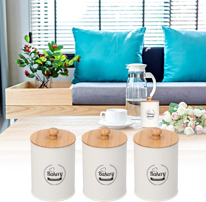 MOUMOUTEN Kaffee Vorratsbehälter, 3 Stück Teebehälter Bambus Deckel Glas Tee luftdichte Vorratsbehäl
