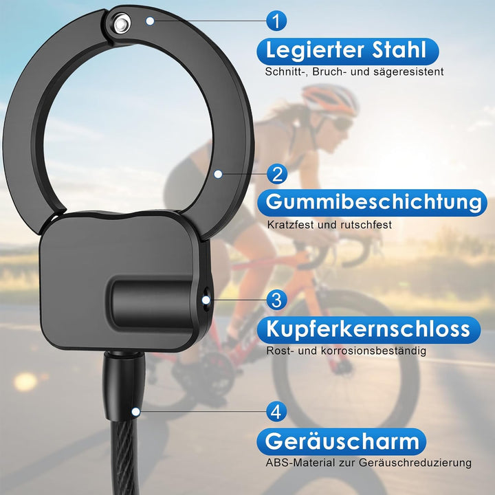 Dreamhigh E Scooter Schloss, Handschellenschloss für E Scooter, 12mm Dicke Kettenschloss für Scooter