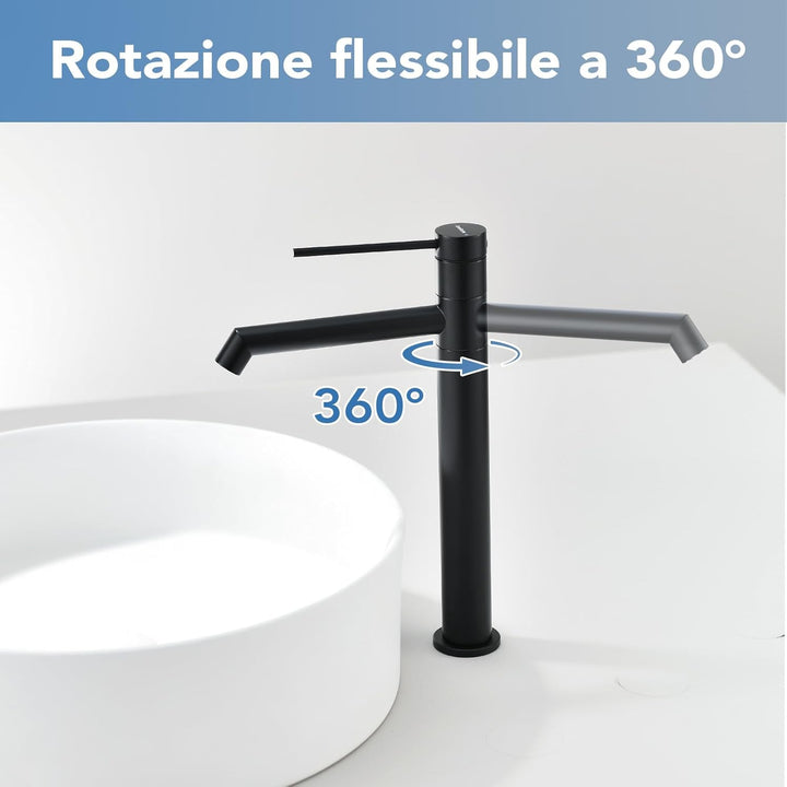 Waschtischarmatur 360° drehbar Wasserhahn Bad mit Warm- und Kaltwassermischer Auslaufhöhe 222 mm bad