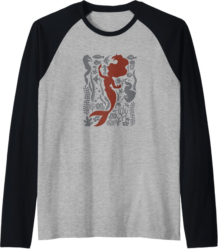 Disney Little Mermaid Ariel Silhouette Symbols Raglan