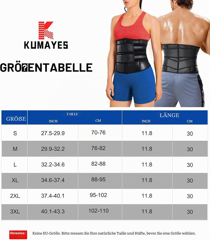 KUMAYES Bauchweggürtel Fitnessgürtel Herren bauchtrainer Neopren Sauna Taille Trimmer Schwitzgürtel