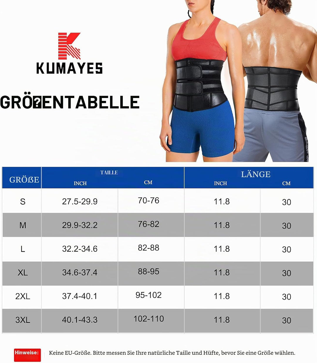 KUMAYES Bauchweggürtel Fitnessgürtel Herren bauchtrainer Neopren Sauna Taille Trimmer Schwitzgürtel