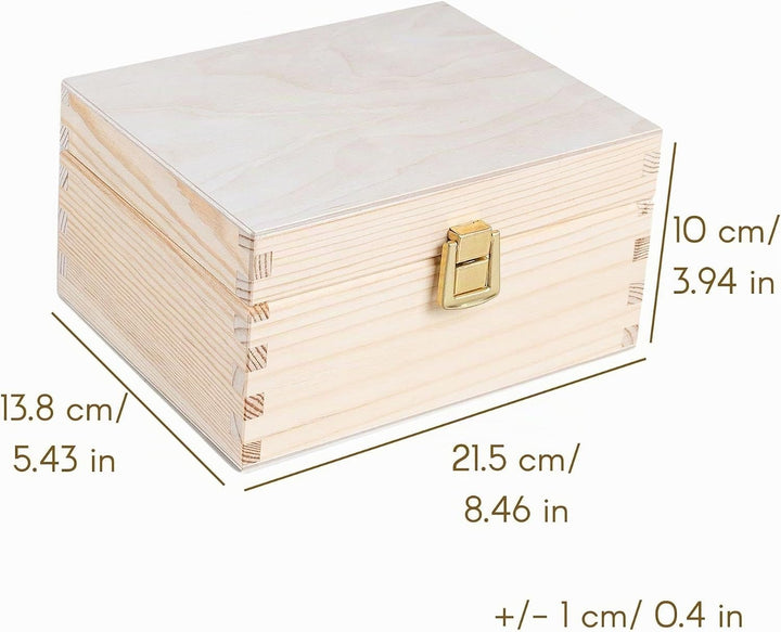Creative Deco Kleine Holzkiste mit Deckel und Schloss | 21,5 x 13,8 x 10 cm | Klein Holzbox Holzscha