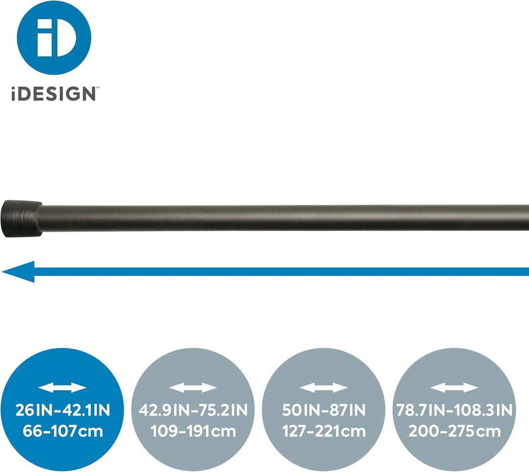 iDesign Duschvorhangstange, kurze Teleskopstange aus Metall, ausziehbare Duschvorhangstange ohne Boh